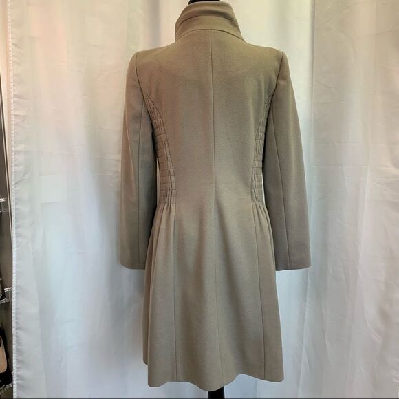ZARA Taupe greyish tan brown high neck peplum coat size medium - Picture 3 of 13